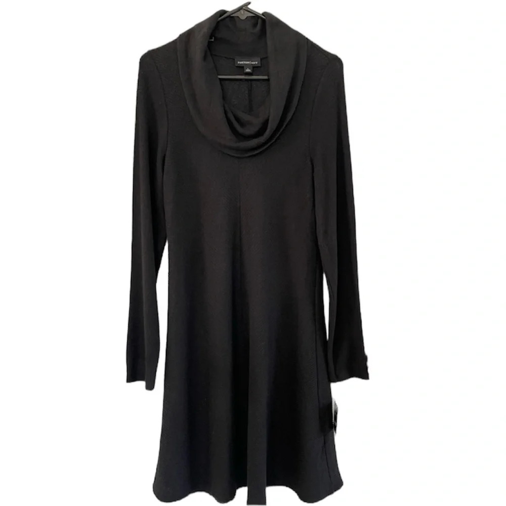 NWT FORTUNE+IVY Cowl Neck Knit Sweater Dress Black Size L